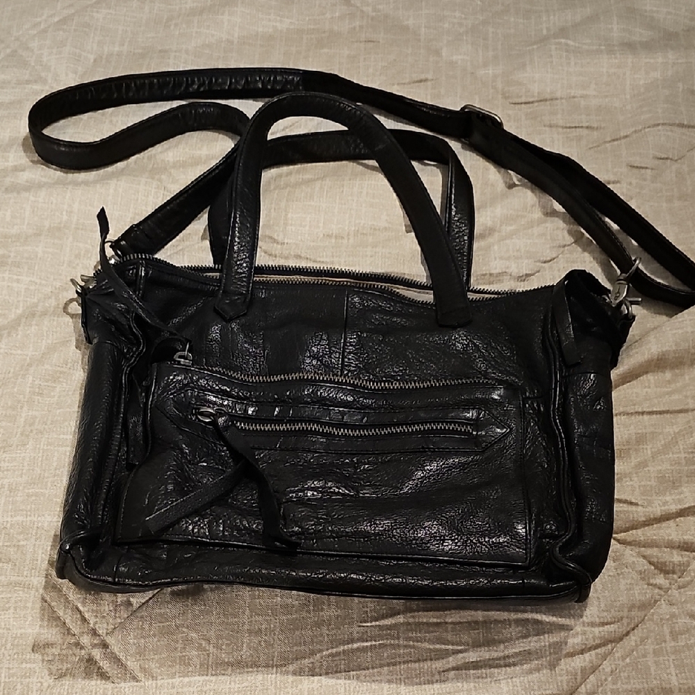 Black Leather Women's Day & Mood Bag